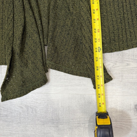 Olive Green Women's Open Knit Cardigan Size L - Picture 14 of 15